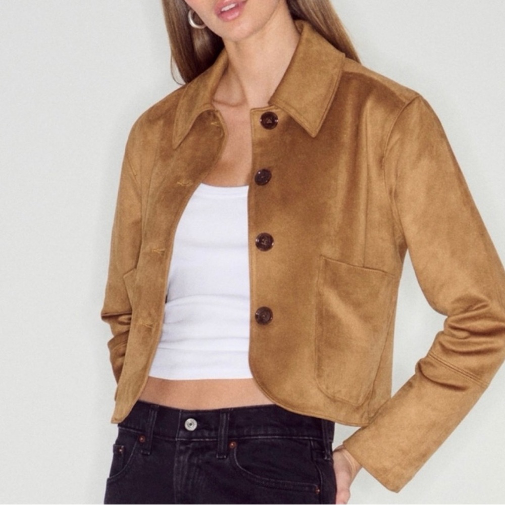ABERCROMBIE AND FITCH VEGAN SUEDE Women's Tan Jacket SIZE MEDIUM